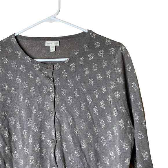 Garnet Hill Signature Eco Merino Cardigan Grey sz L - Picture 6 of 6